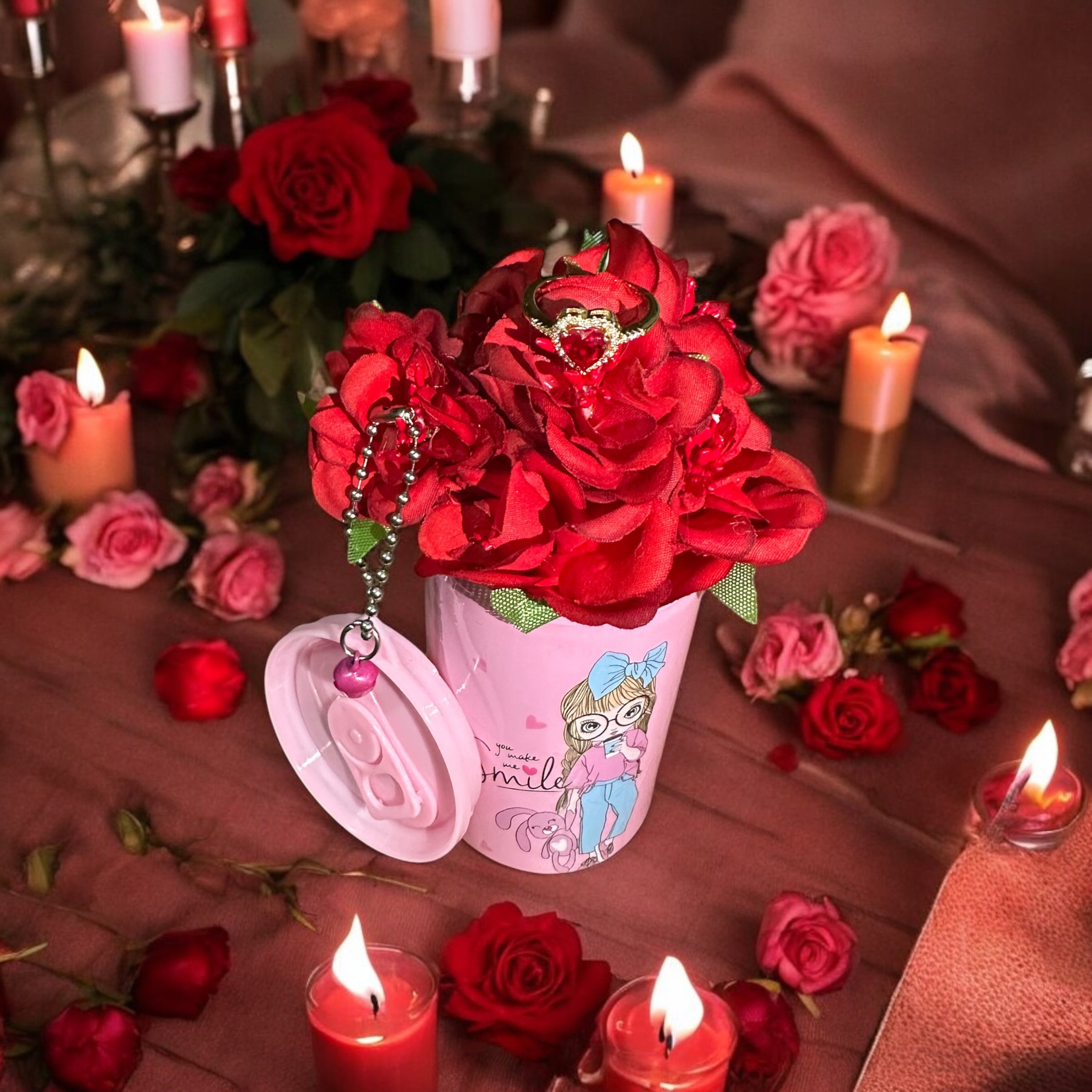 Überraschungsgeschenkbox mit Blumen und verstecktem Ring